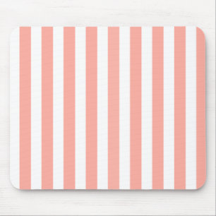 Coral and white candy stripes mouse mat