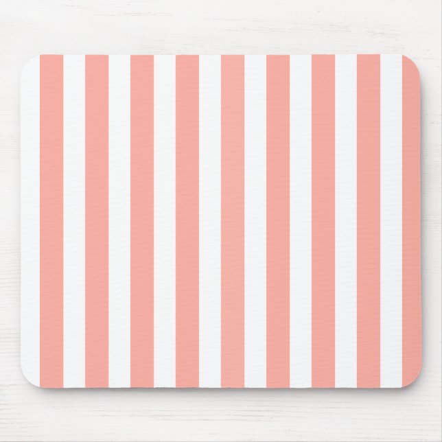Coral and white candy stripes mouse mat (Front)