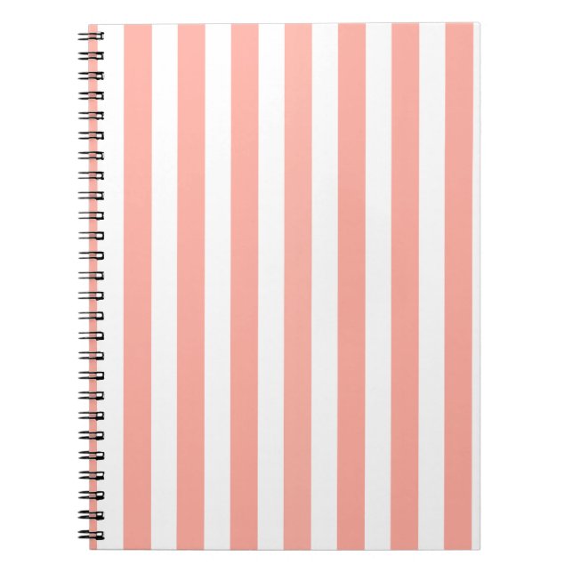 Coral and white candy stripes notebook (Front)