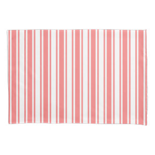 Coral and white candy stripes pillowcase