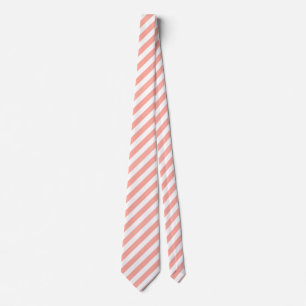 Coral and white candy stripes tie