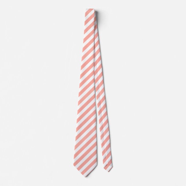 Coral and white candy stripes tie (Front)