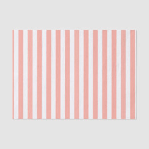 Coral and white candy stripes tissue paper