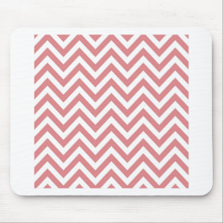 Coral and White Chevron Zigzag Pattern Mouse Mat