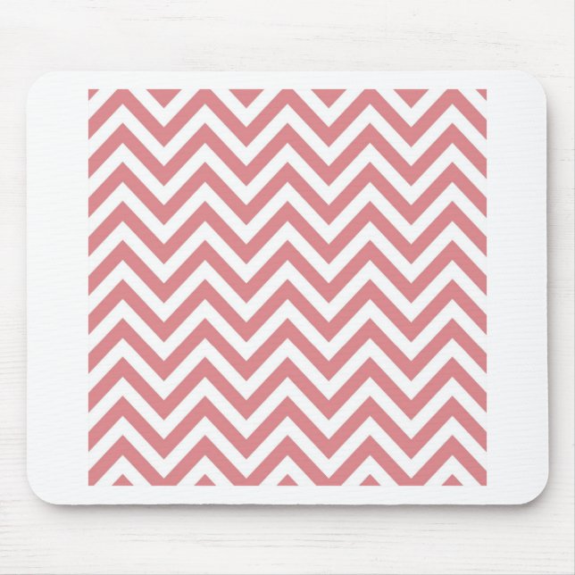Coral and White Chevron Zigzag Pattern Mouse Mat (Front)