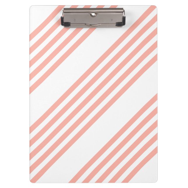 Coral and white five stripe pattern clipboard (Front)