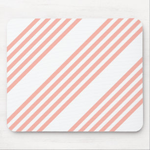 Coral and white five stripe pattern mouse mat