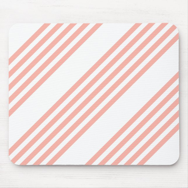 Coral and white five stripe pattern mouse mat (Front)