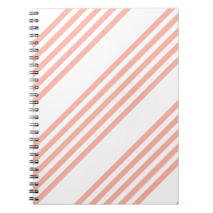 Coral and white five stripe pattern notebook