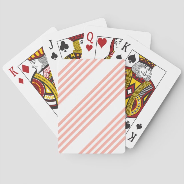 Coral and white five stripe pattern playing cards (Back)