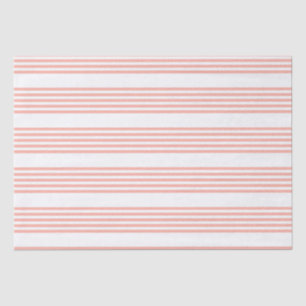 Coral and white five stripe pattern tissue paper