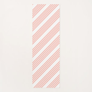 Coral and white five stripe pattern yoga mat