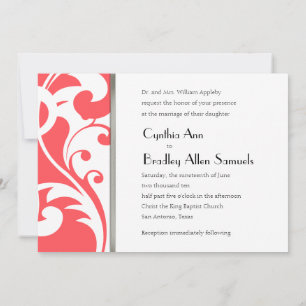 Coral and White Modern Wedding Invitation