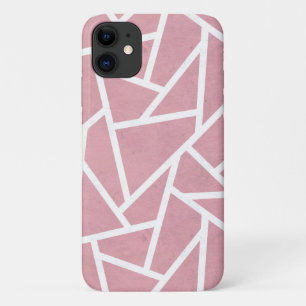 Coral and white mosaic pattern iPhone 11 case