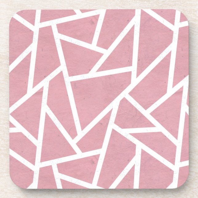 Coral and white mosaic pattern coaster (Front)