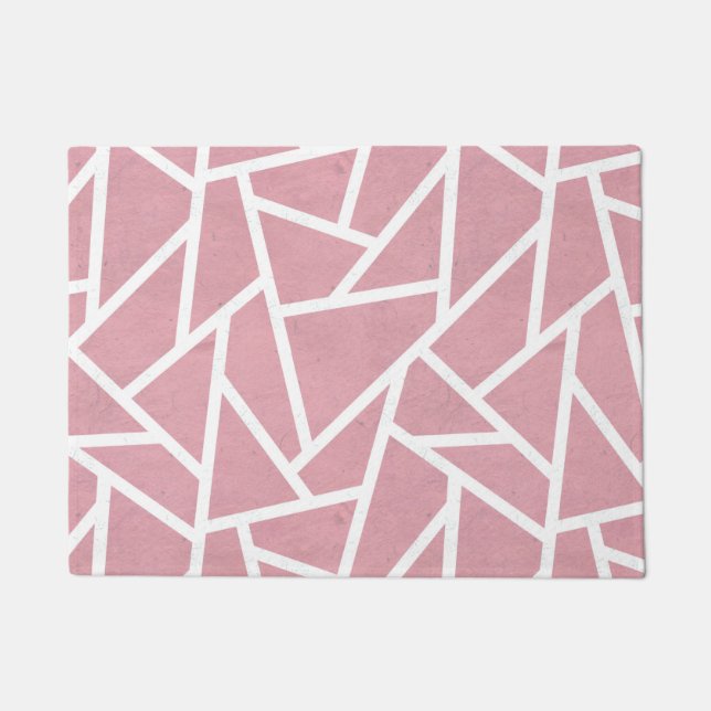 Coral and white mosaic pattern doormat (Front)