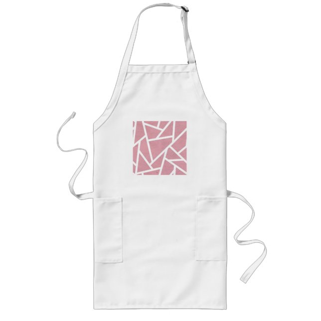 Coral and white mosaic pattern long apron (Front)