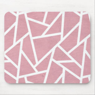 Coral and white mosaic pattern mouse mat