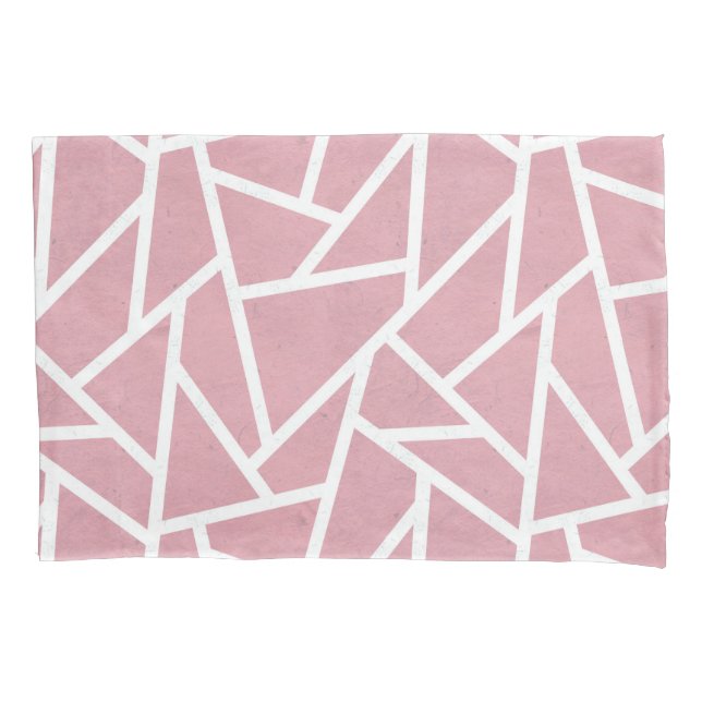 Coral and white mosaic pattern pillowcase (Front)