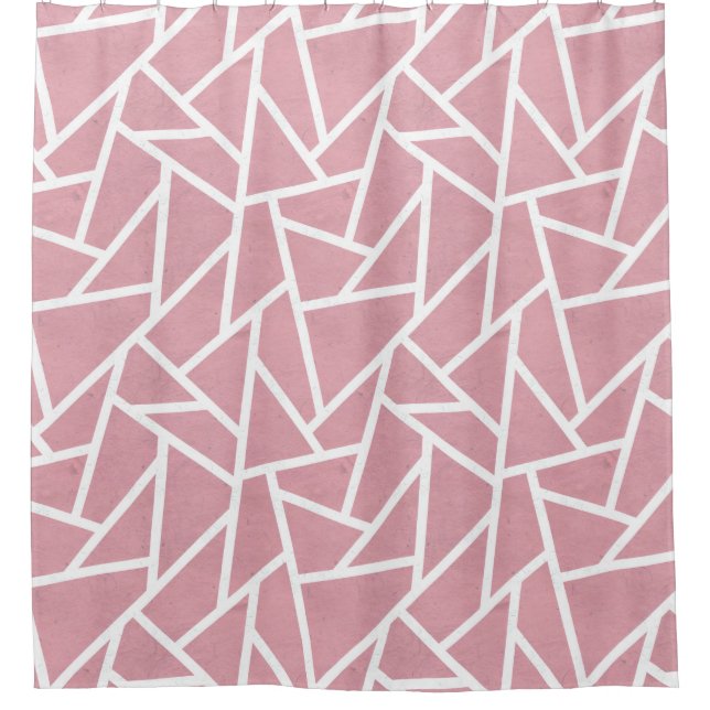 Coral and white mosaic pattern shower curtain (Front)