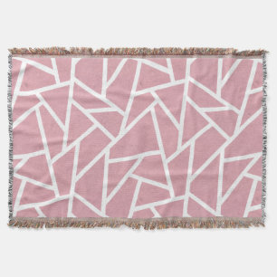Coral and white mosaic pattern throw blanket
