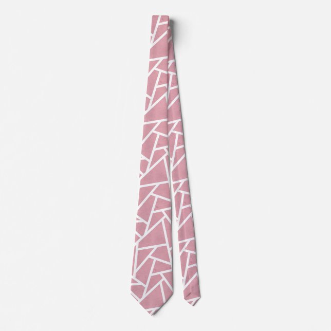 Coral and white mosaic pattern tie (Front)