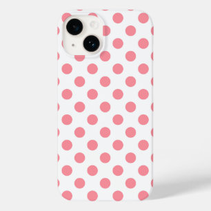 Coral and white polka dots Case-Mate iPhone 14 case