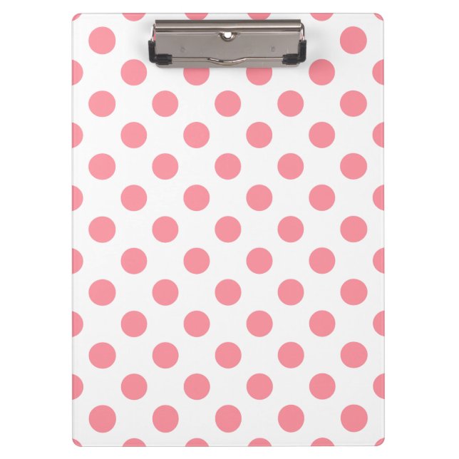 Coral and white polka dots clipboard (Front)