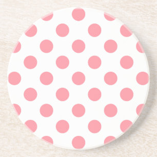 Coral and white polka dots coaster