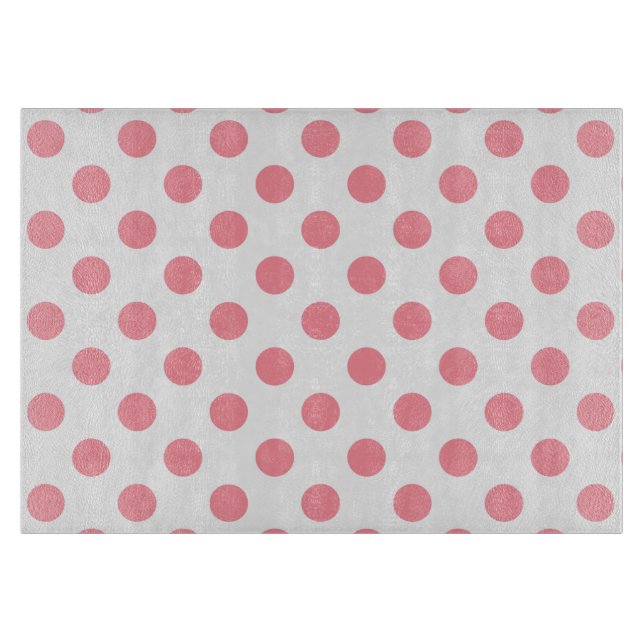 Coral and white polka dots cutting board (Front)
