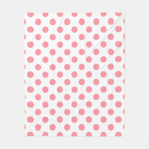 Coral and white polka dots fleece blanket