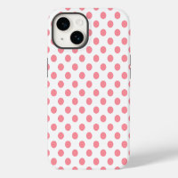Coral and white polka dots