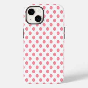 Coral and white polka dots iPhone 14 case