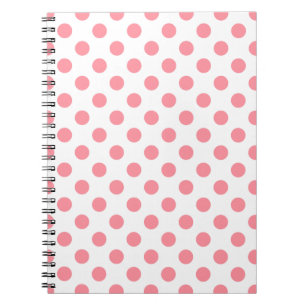 Coral and white polka dots notebook