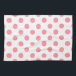 Coral and white polka dots tea towel<br><div class="desc">Coral and white polka dots</div>