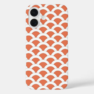 Coral and White Scalloped Shells Pattern iPhone 16 Case