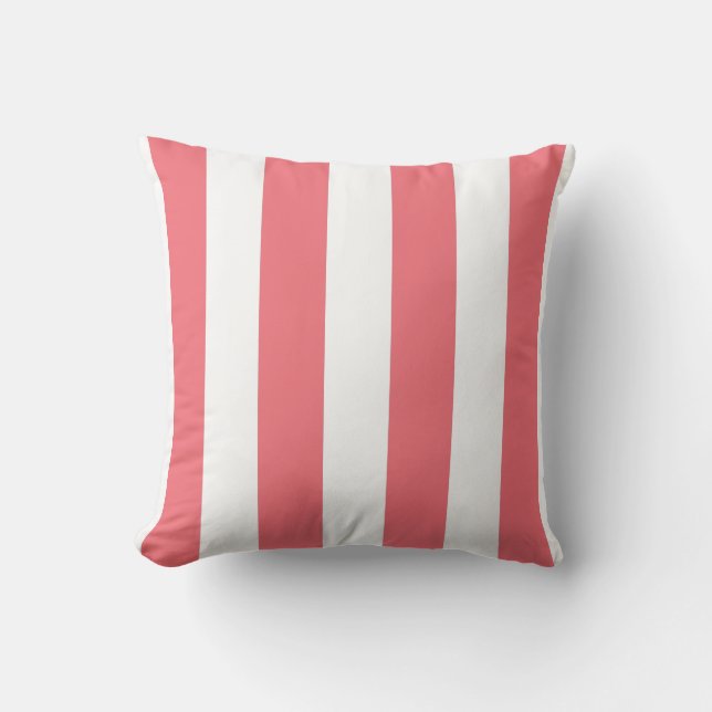 Coral and White Striped Cushion (Front)