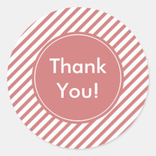 Coral and White Stripes Classic Round Sticker