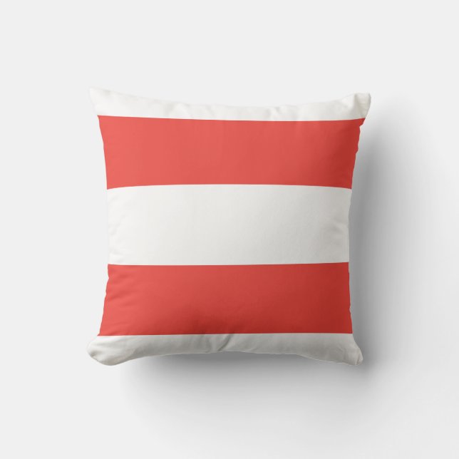 Coral and White Stripes Cushion (Front)