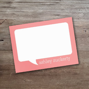 Coral and White Talk Bubble Personalised Name Post-it Notes