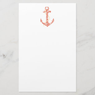Coral and Yellow Anchor Beach Wedding Stationery