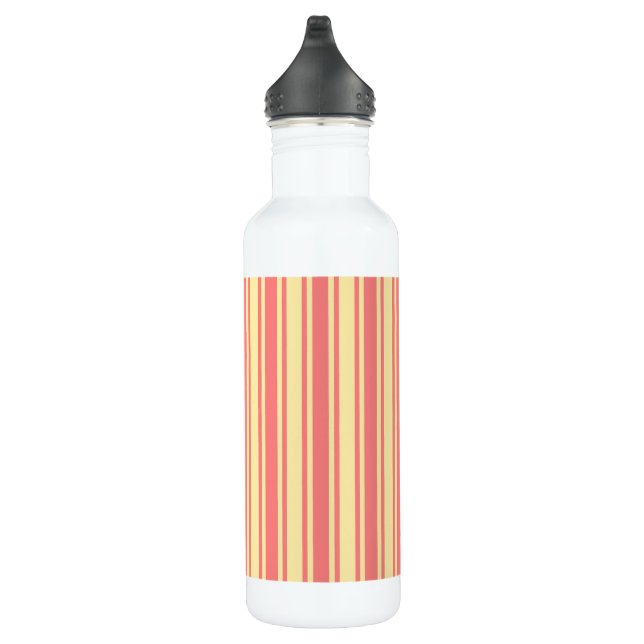 Coral and yellow candy stripes 710 ml water bottle (Right)