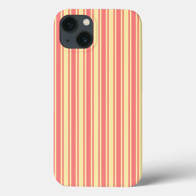 Coral and yellow candy stripes Case-Mate iPhone ca Case (Back)