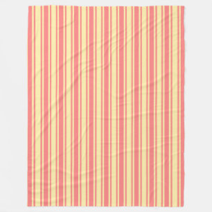 Coral and yellow candy stripes fleece blanket