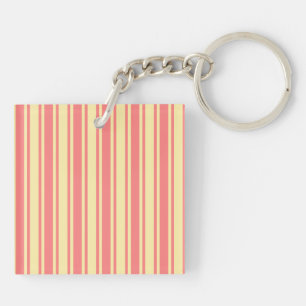 Coral and yellow candy stripes key ring