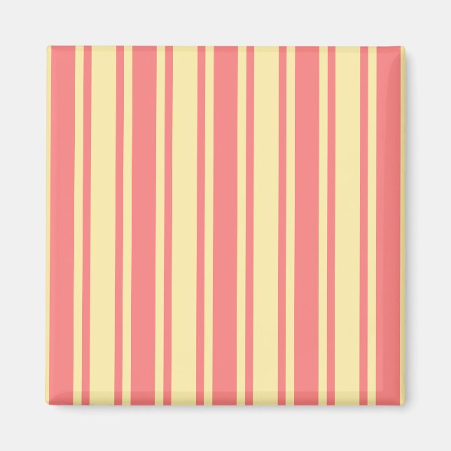 Coral and yellow candy stripes magnet (Front)