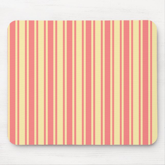 Coral and yellow candy stripes mouse mat (Front)