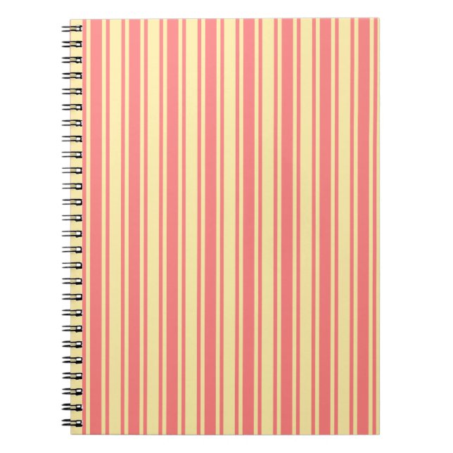 Coral and yellow candy stripes notebook (Front)