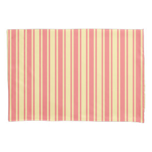 Coral and yellow candy stripes pillowcase