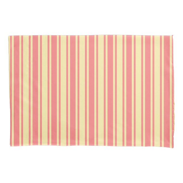 Coral and yellow candy stripes pillowcase (Front)